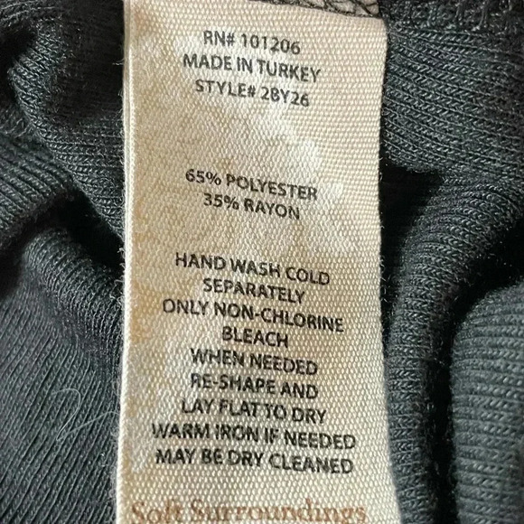 Soft Surroundings Size M BLACK Cold Shoulder Zip Front Top Tunic Blouse - Picture 8 of 11